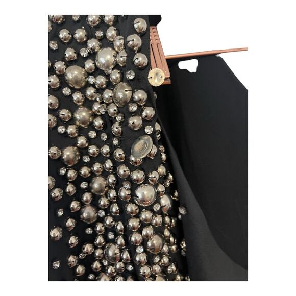 NBD Isla One Shoulder Mini Dress Cut Out Embellished Detachable Sleeve Black S - Picture 10 of 16